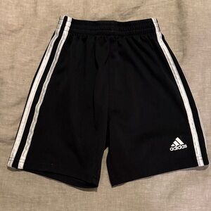 Adidas Men's Black Shorts with White Stripes
